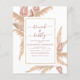 Pampas Grass Brunch Bubbly Boho Brautparty Invi Flyer