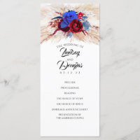 Pampas Grass Burgundy Red Navy Hochzeitsprogramme