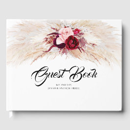 Pampas Grass Burgundy Red Wedding Gästebuch