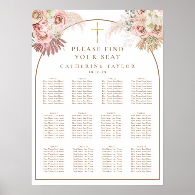 Pampas Grass Christian Event Seating Chart Poster (Vorne)