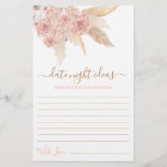 Pampas Grass Date Night Ideas Brautparty Card<br><div class="desc">Pampas Grass Pink Boho chic Dame Ideen Brautparty Spielkarte</div>