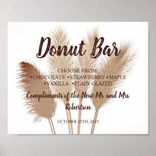 Pampas Grass Donut Bar Hochzeitszeichen Poster