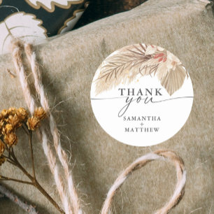 Pampas Grass Dried Palm Wedding Runder Aufkleber