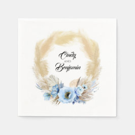 Pampas Grass Dusty Blue Floral Wreath Wedding Serviette