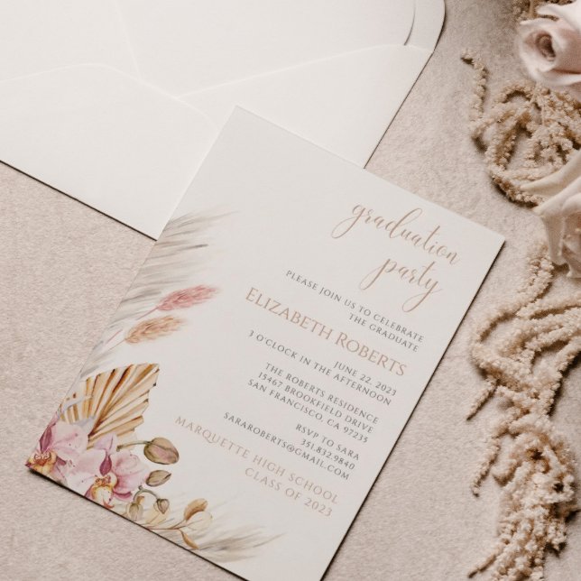 Pampas Grass Dusty Pink Blumenstuhlparty Einladung (Von Creator hochgeladen)