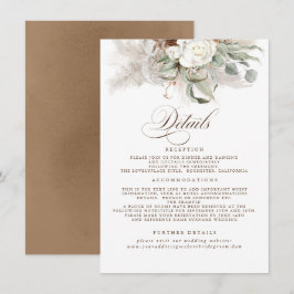 Pampas Grass Earth Shades Floral Wedding Details Begleitkarte