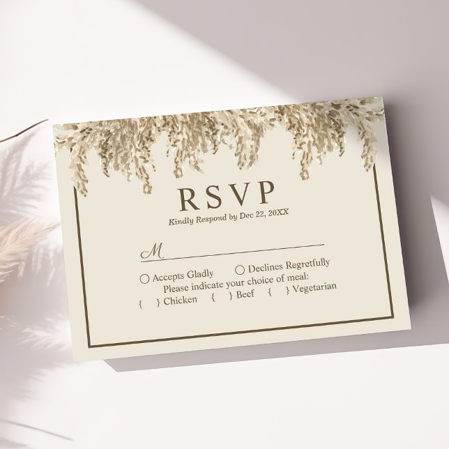 Pampas Grass Earthy Bohemisch Exotic Wedding RSVP Karte (Von Creator hochgeladen)