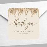 Pampas Grass Earthy Boho Exotic Wedding Vielen Dan Quadratischer Aufkleber<br><div class="desc">Pampas Grass Earthy Boho Exotic Wedding Danke Square Sticker</div>