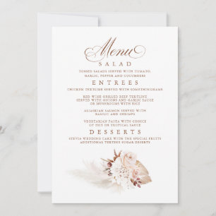 Pampas Grass Elegante Soft Wedding Menu Einladung