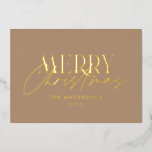 Pampas grass eucalyptus moody modern terracotta fo folien feiertagskarte<br><div class="desc">Pampas Gras Eukalyptus moody modernen boho elegante moderne Typografie Terrakotta,  schwarz,  natürlich und schlaue grüne Weihnachtskarte.</div>