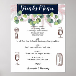 Pampas Grass & Eukalyptus Drinks Menü Hochzeitszei Poster
