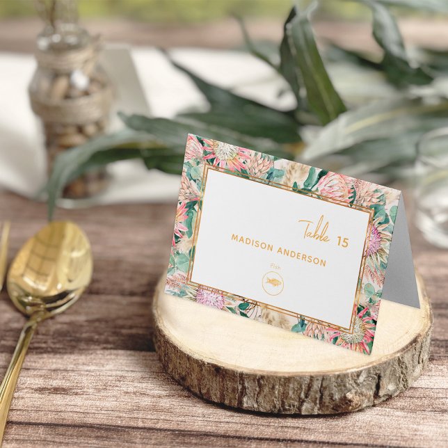 Pampas Grass Fish Meal Choice Guest Name Card Tischnummer (Von Creator hochgeladen)