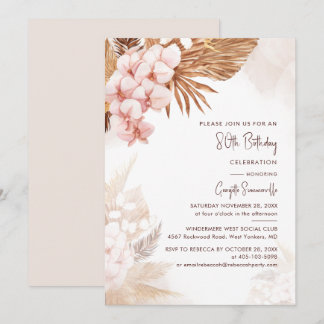 Pampas Grass Floral 80. Geburtstagsparty Einladung
