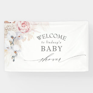 Pampas Grass Floral Baby / Brautparty Banner