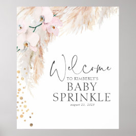 Pampas Grass Floral Baby Dusche Willkommen Poster