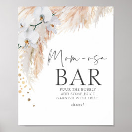 Pampas Grass Floral Baby Shower Mama-osa Bar Poster
