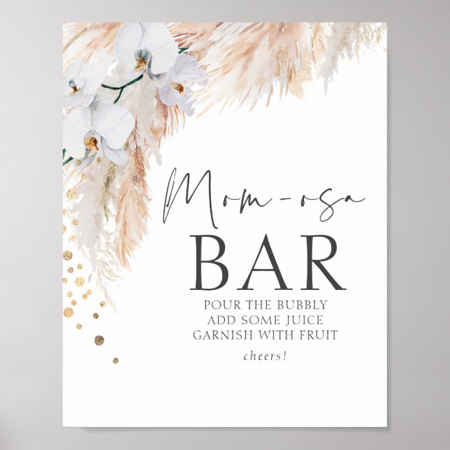 Pampas Grass Floral Baby Shower Mama-osa Bar Poster (Vorne)