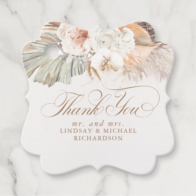 Pampas Grass Floral Boho Vielen Dank Geschenkanhänger (Vorderseite)