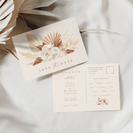 Pampas Grass Floral Brunt Orange Save the Date Ankündigungspostkarte