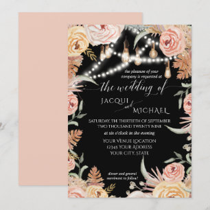 Pampas Grass Floral Edison Twinkle Lights Hochzeit Einladung