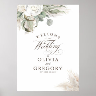 Pampas Grass Floral Elegante Hochzeit im Herbst Wi Poster
