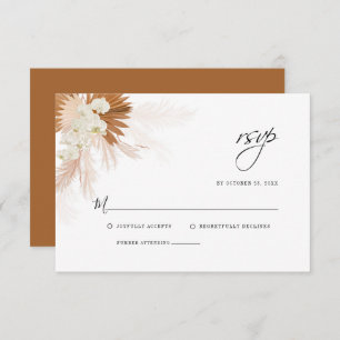 Pampas Grass Floral Hochzeit im Herbst RSVP Karte