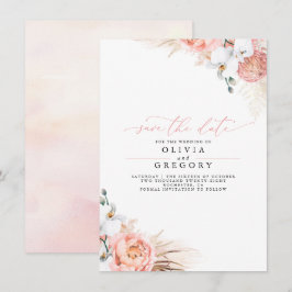 Pampas Grass Floral Pink Save the Date Ankündigung