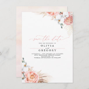 Pampas Grass Floral Pink Save the Date Ankündigung