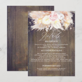 Pampas Grass Floral rustikales Holz Hochzeiten Det Begleitkarte