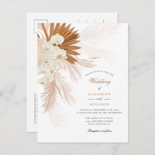 Pampas Grass Floral Tan Rustikale Hochzeit Einladungspostkarte