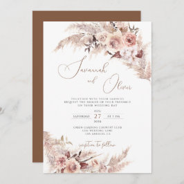 Pampas Grass Floral Terracotta Bohemische Hochzeit Einladung