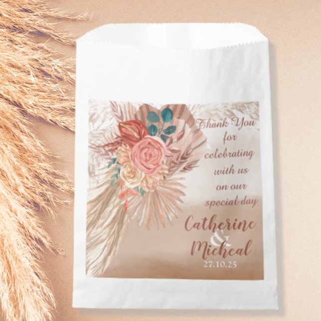 Pampas Grass Floral Terracotta Boho Chic Wedding Geschenktütchen (Von Creator hochgeladen)