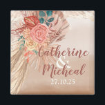 Pampas Grass Floral Terracotta Boho Chic Wedding Magnet<br><div class="desc">Pampas Gras boho Hochzeitsdesigns in Terrakotta Farbe sind ein beliebter Trend in Hochzeiten in diesem Jahr. Dieser schöne und einzigartige Stil vereint erdige Töne, natürliche Texturen und böhmische Elemente. Die Verwendung von Terrakotta als dominante Farbe verleiht dem Gesamtbild Wärme und Reichtum, während die Bohustenelemente wie Pampasgras und getrocknete Blumen ihm...</div>