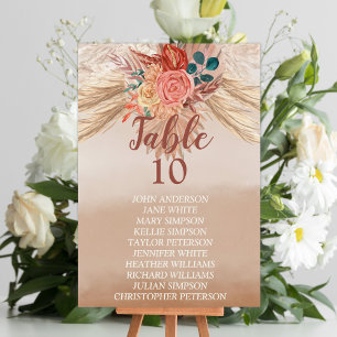 Pampas Grass Floral Terracotta Boho Chic Wedding Tischnummer