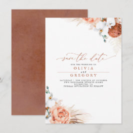 Pampas Grass Floral Terracotta Save the Date Ankündigung