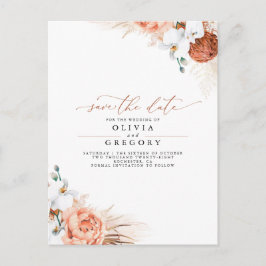 Pampas Grass Floral Terracotta Save the Date Ankündigungspostkarte