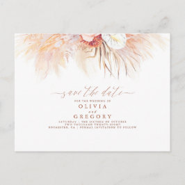 Pampas Grass Floral Terracotta Save the Date Ankündigungspostkarte
