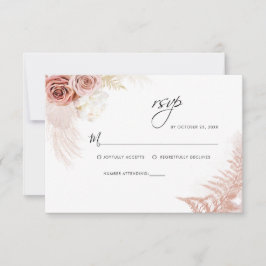 Pampas Grass Floral Terracotta Wedding RSVP Karte