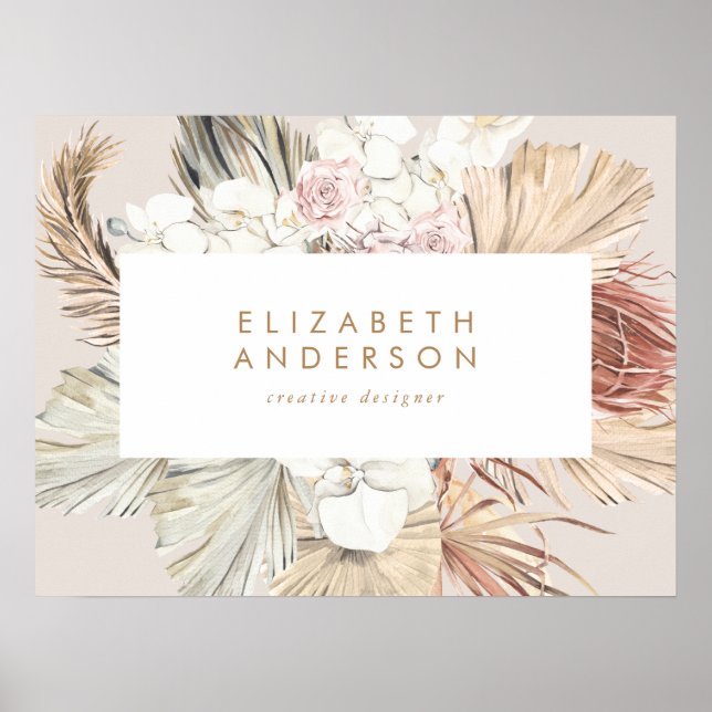 Pampas Grass Floral Tropischer Dschungel Visitenka Poster (Vorne)