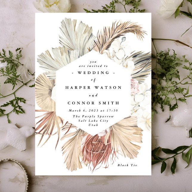 Pampas Grass Floral Tropischer Jungle Einladung (Von Creator hochgeladen)