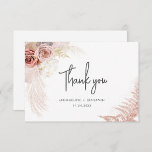 Pampas Grass Floral Wedding Danke Karte
