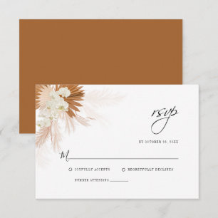 Pampas Grass Floral Wedding RSVP Karte
