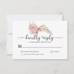 Pampas Grass Floral Wedding RSVP Karte