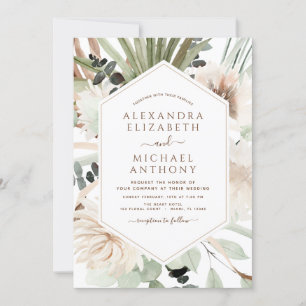 Pampas Grass Foto Boho Eucalyptus Wedding Einladung