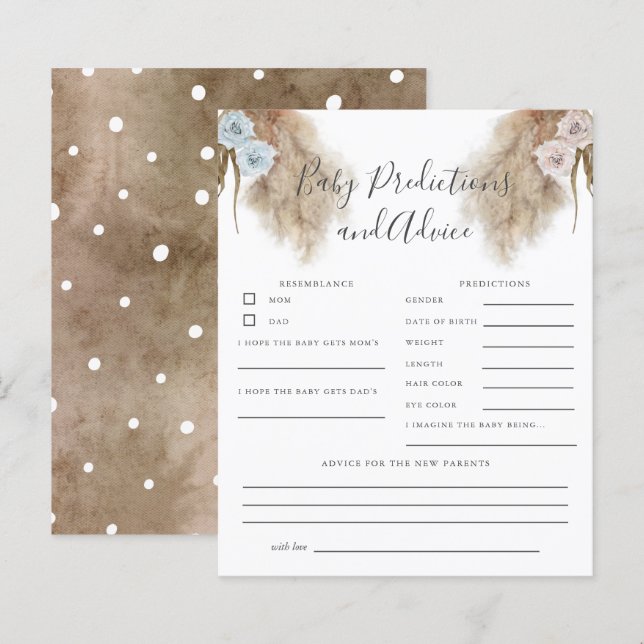 Pampas Grass Gender Reveal Baby Predictions Game (Vorne/Hinten)