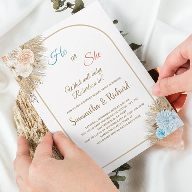 Pampas Grass Gender Reveal oder She Boho Einladung (Von Creator hochgeladen)
