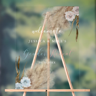 Pampas Grass Gender Reveal Party-Zeichen Acrylschild