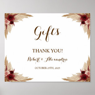 Pampas Grass Gifts Brautparty Wedding Poster