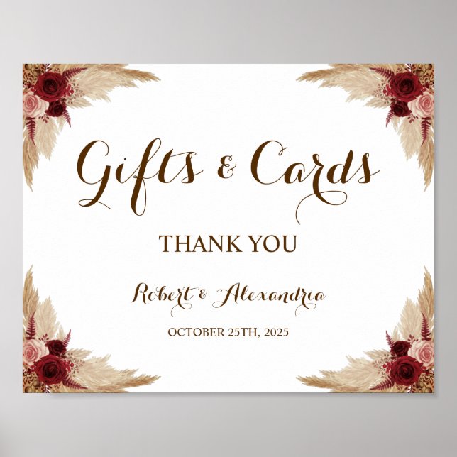 Pampas Grass Gifts & Cards Brautparty Poster (Vorne)