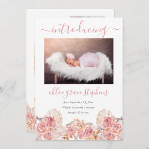 Pampas Grass Girl 4 Foto Collage Birth Ankündigung